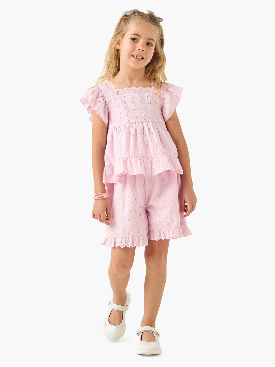 Schiffli Shorts with Ruffle Hem
