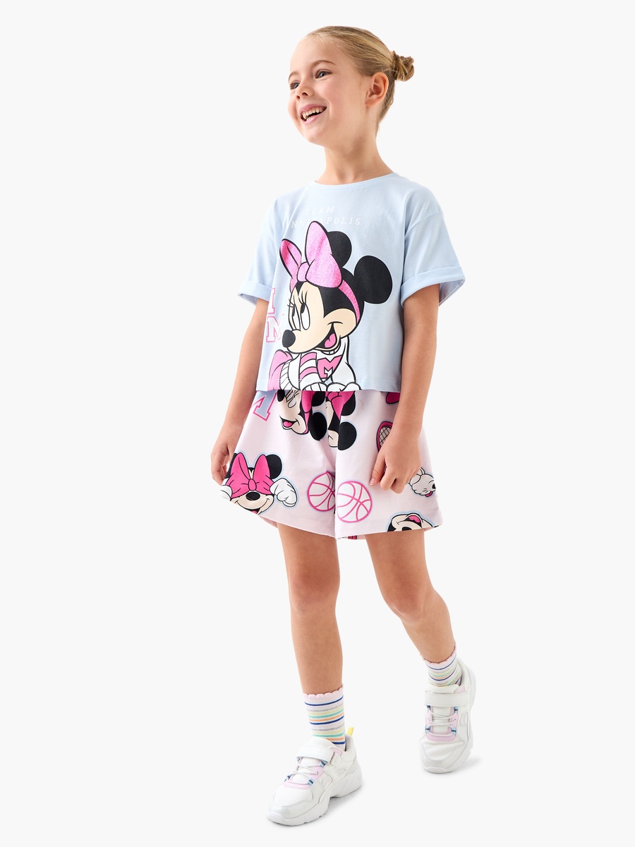 Dinsey Minnie Mouse Print Shorts with Drawstring Closure
