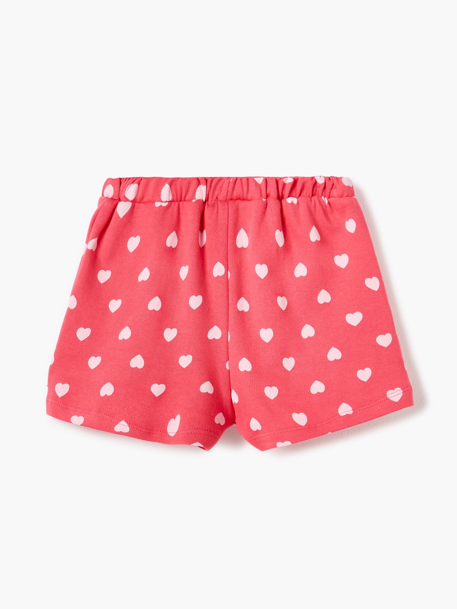 Heart Print Shorts with Ruffle Detail and Elasticated Waistband