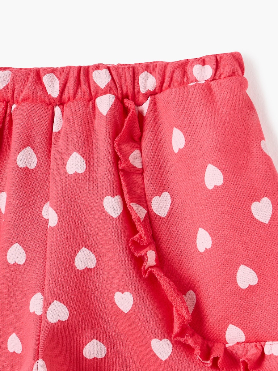 Heart Print Shorts with Ruffle Detail and Elasticated Waistband