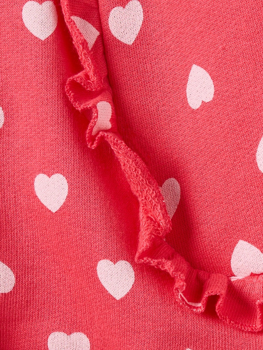 Heart Print Shorts with Ruffle Detail and Elasticated Waistband
