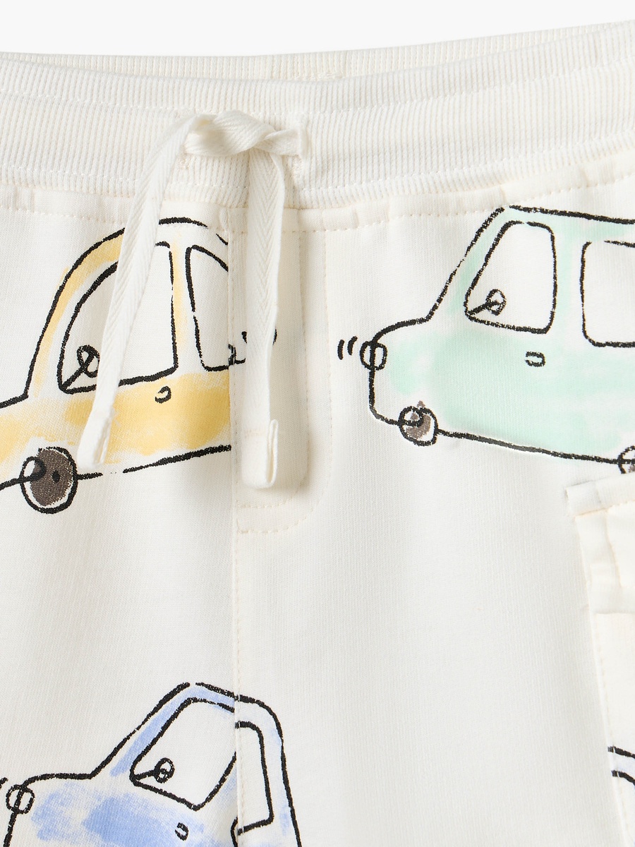 All-Over Car Print Shorts with Drawstring Closure and Pockets