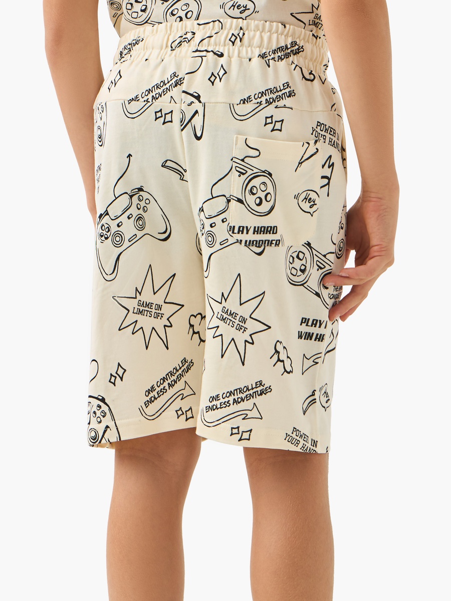 All-Over Game Print Pull On Shorts with Pockets