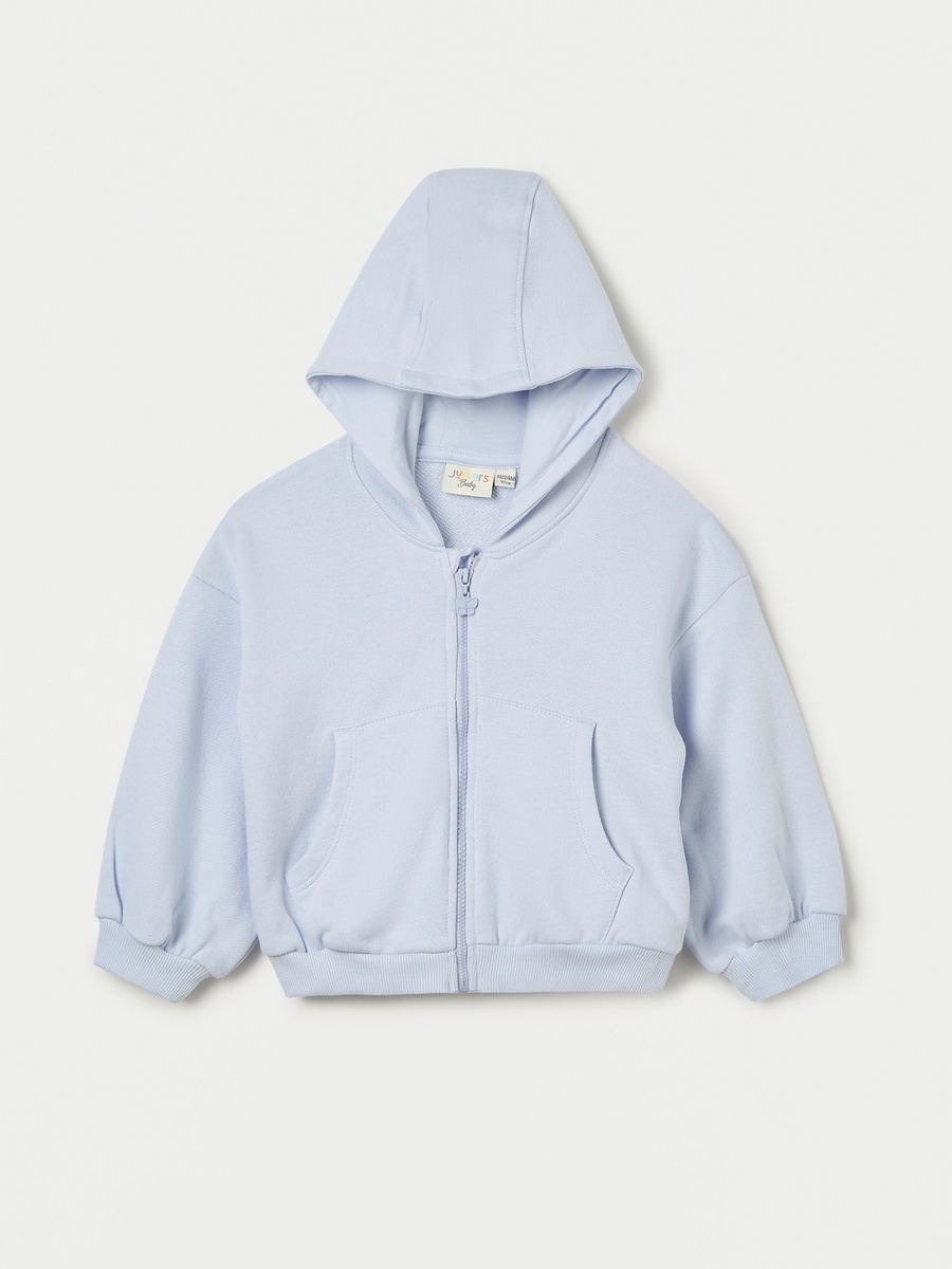 Solid Hooded Sweatshirt with Zip Closure and Long Sleeves