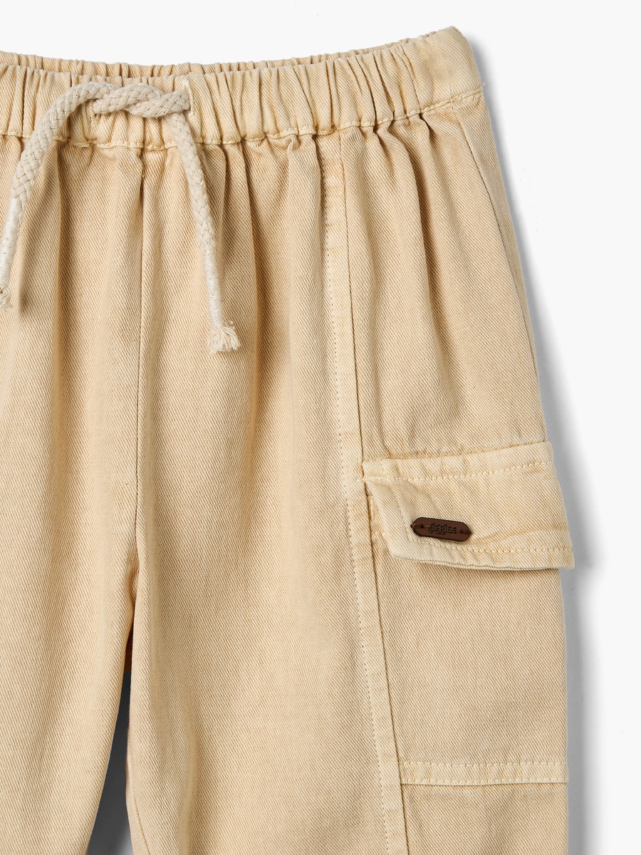 Solid Cargo Pants with Drawstring Closure