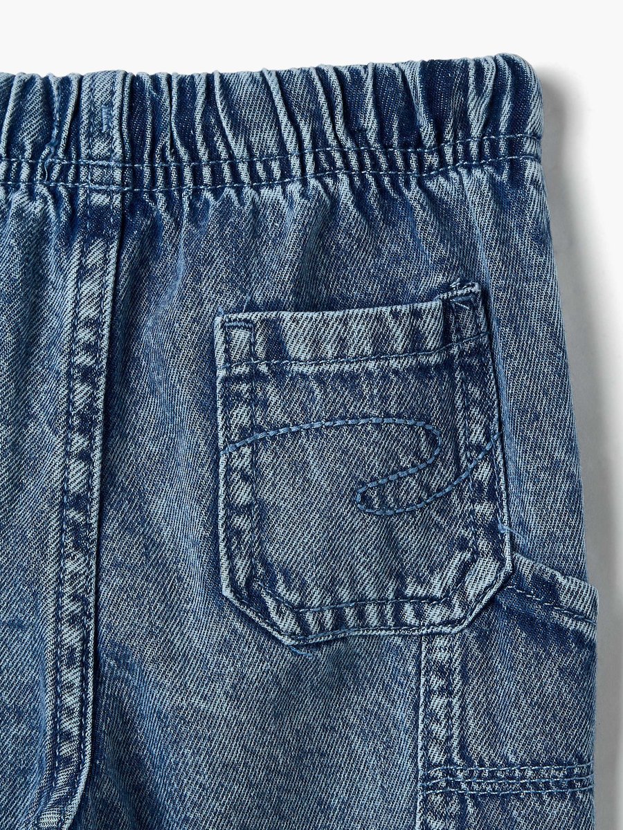 Solid Jeans with Drawstring Closure and Pockets