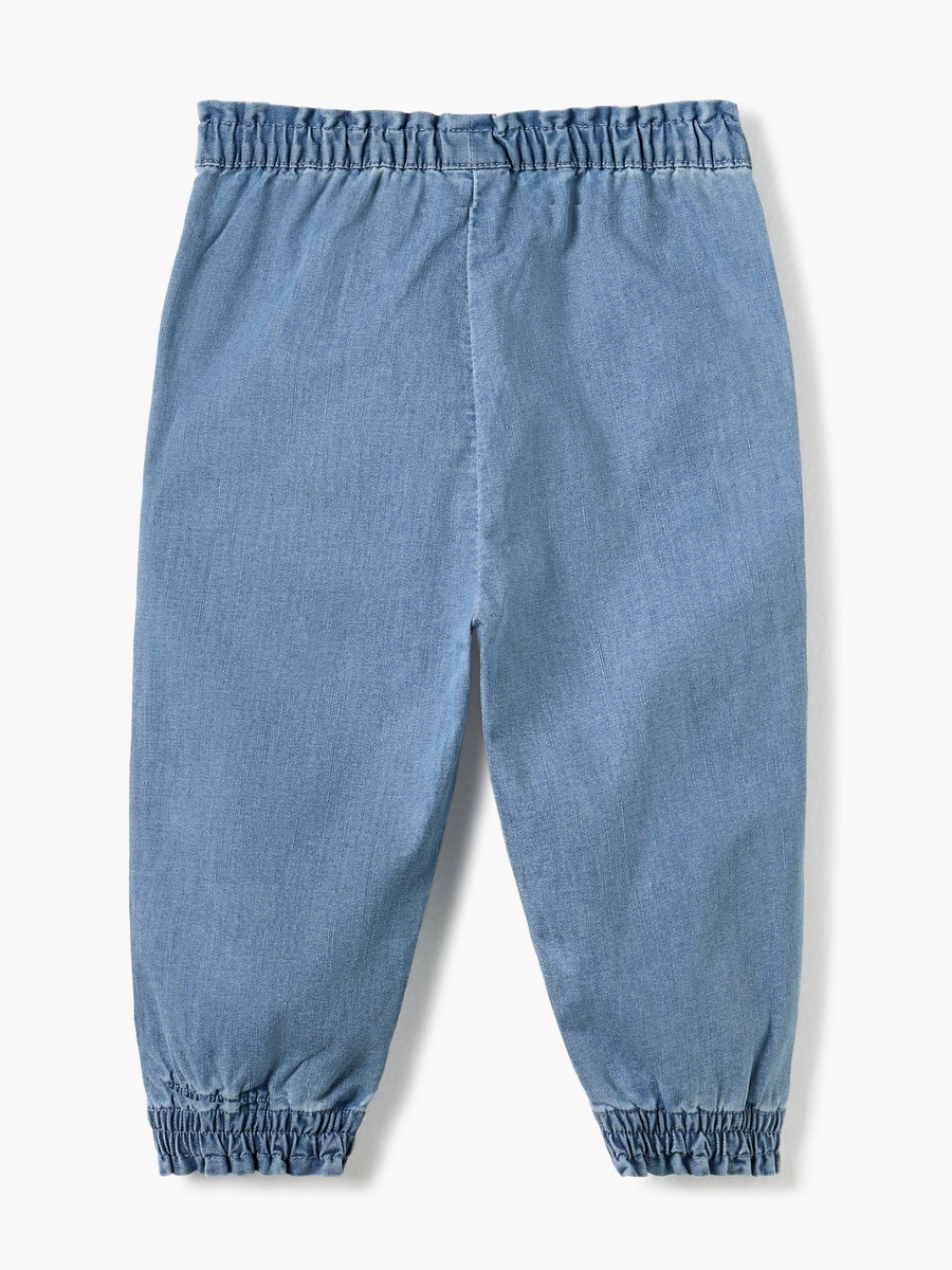 Solid Denim Joggers with Elasticated Waistband and Pockets