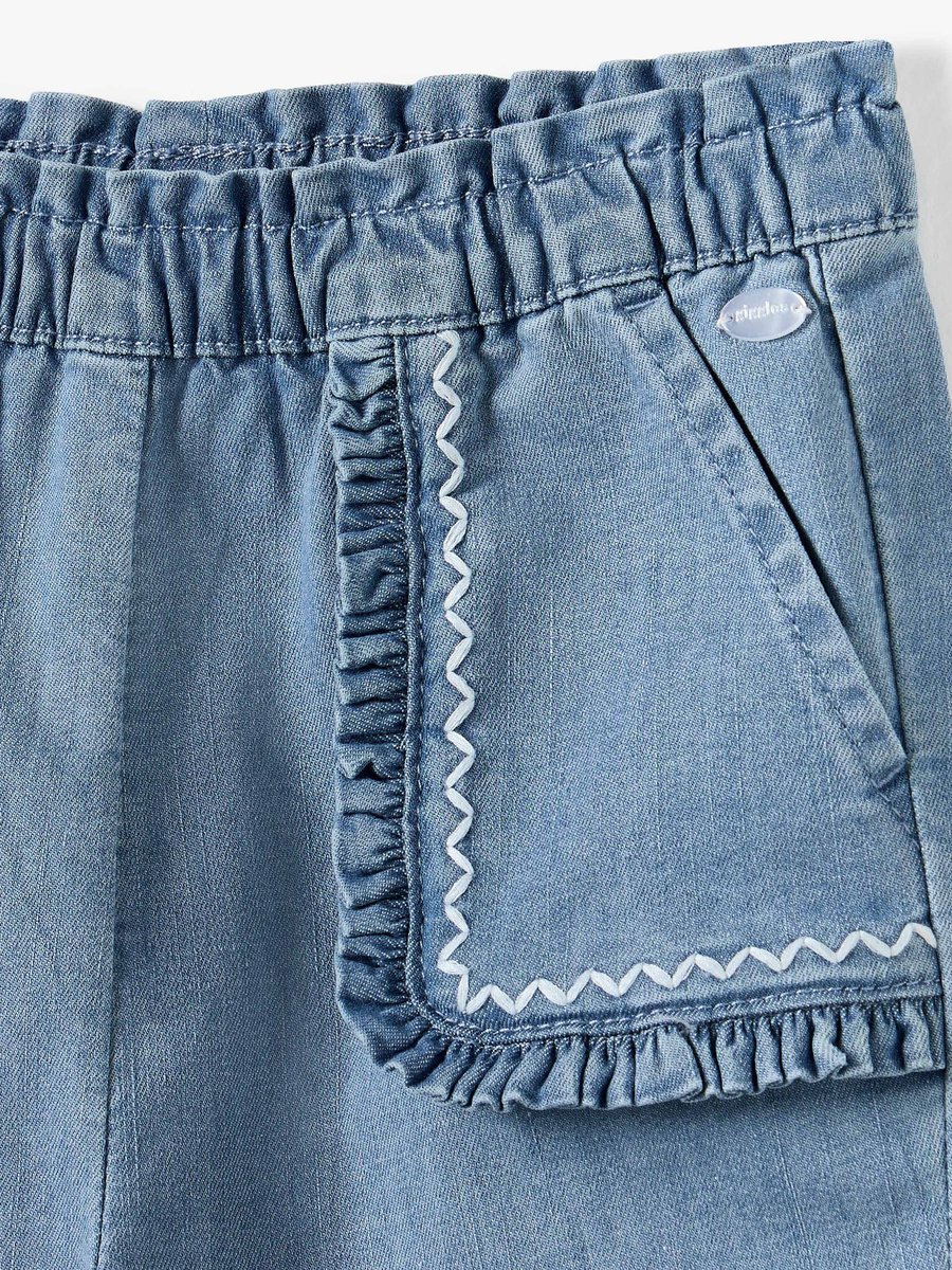 Solid Denim Joggers with Elasticated Waistband and Pockets
