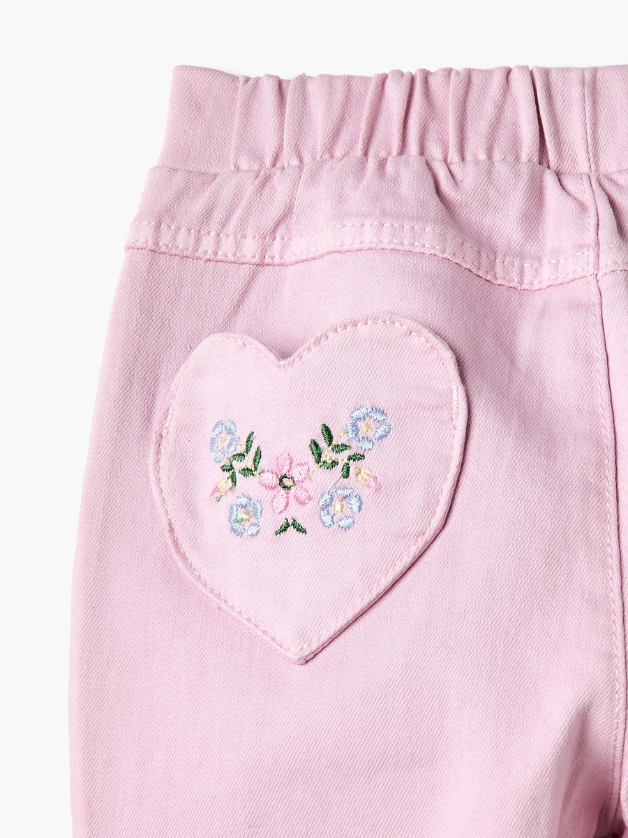 Embroidered Pants with Semi-Elasticated Waistband and Pockets