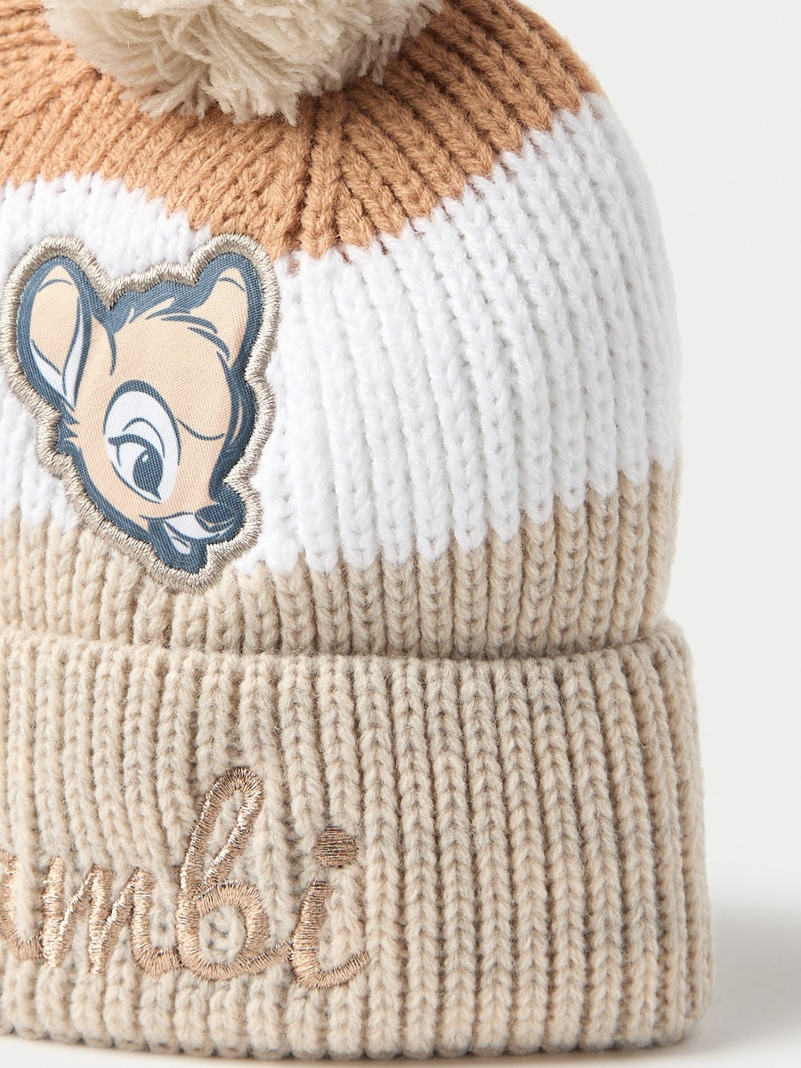 Bambi Embroidered Beanie Cap with Pom Pom Applique