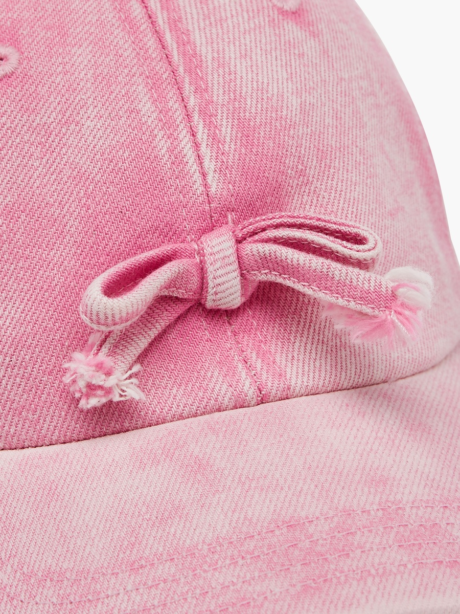 Bow Applique Cap with Hook and Loop Closure