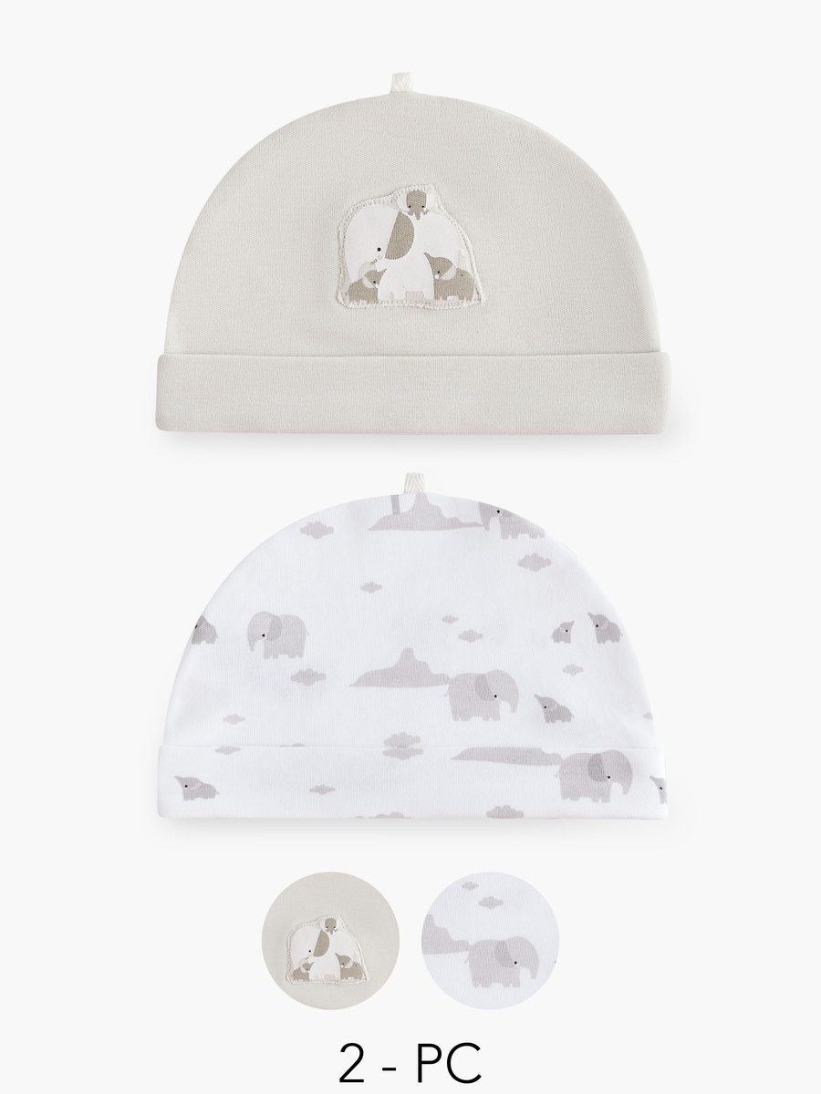 Elephant Print Cap - Set of 2
