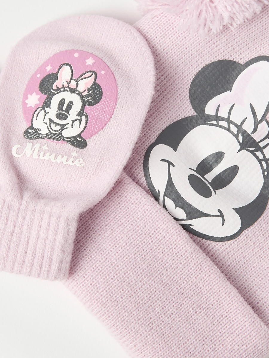 2-Piece Minnie Mouse Print Beanie Cap and Gloves Set
