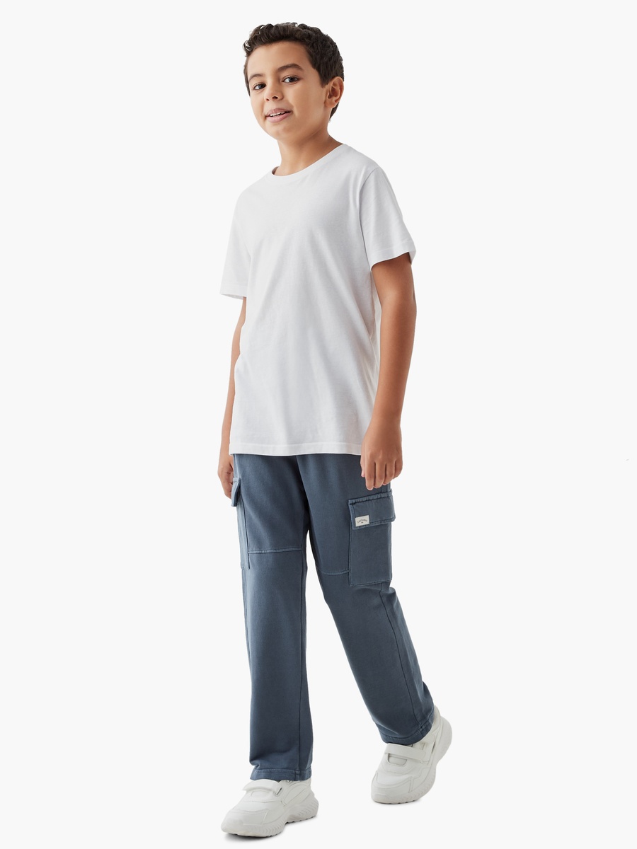 Logo Applique Cargo Joggers with Drawstring Closure and Pockets