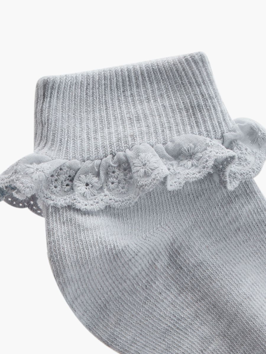 Lace Trim Ankle Length Socks - Set of 3