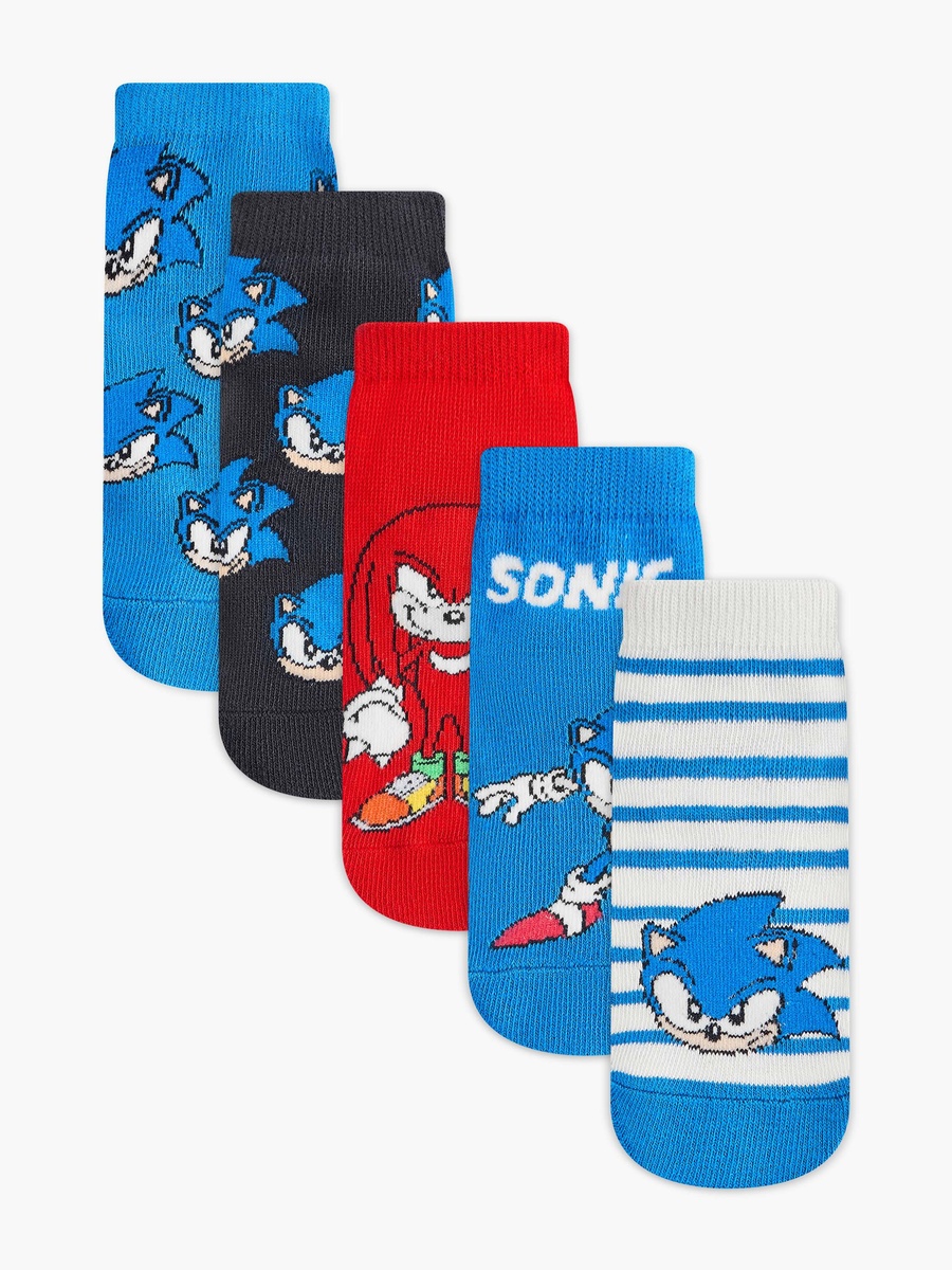 Sonic the Hedgehog Print Ankle Length Socks - Set of 5
