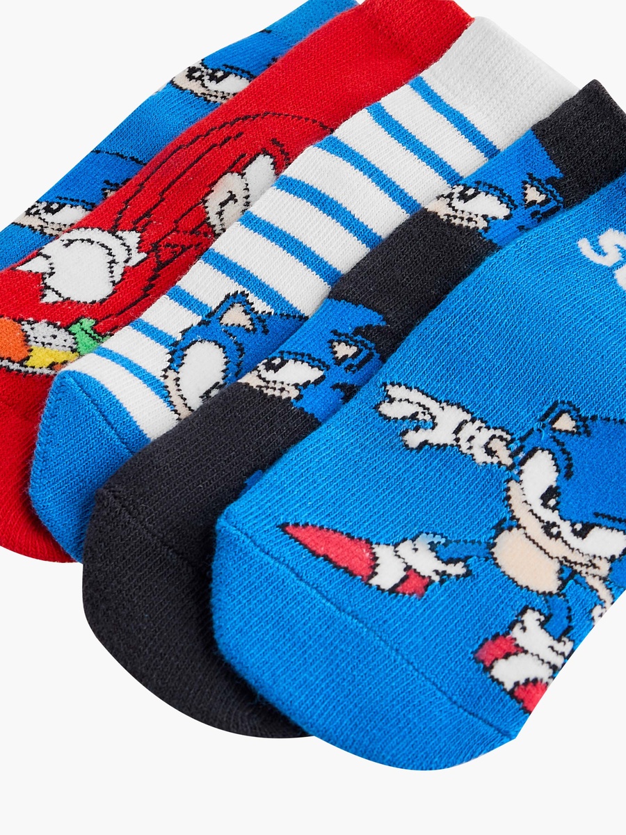 Sonic the Hedgehog Print Ankle Length Socks - Set of 5
