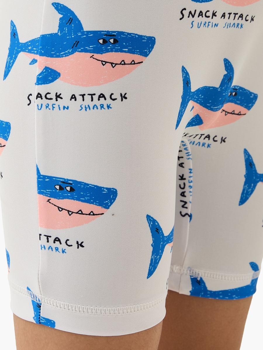 Shark Print Swimsuit with Short Sleeves