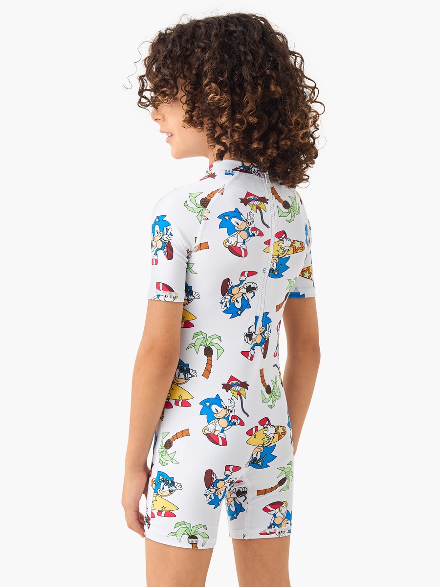 All-Over Sonic the Hedgehog Print Swimsuit with Raglan Sleeves