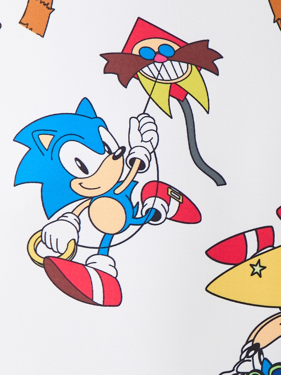 All-Over Sonic the Hedgehog Print Swimsuit with Raglan Sleeves