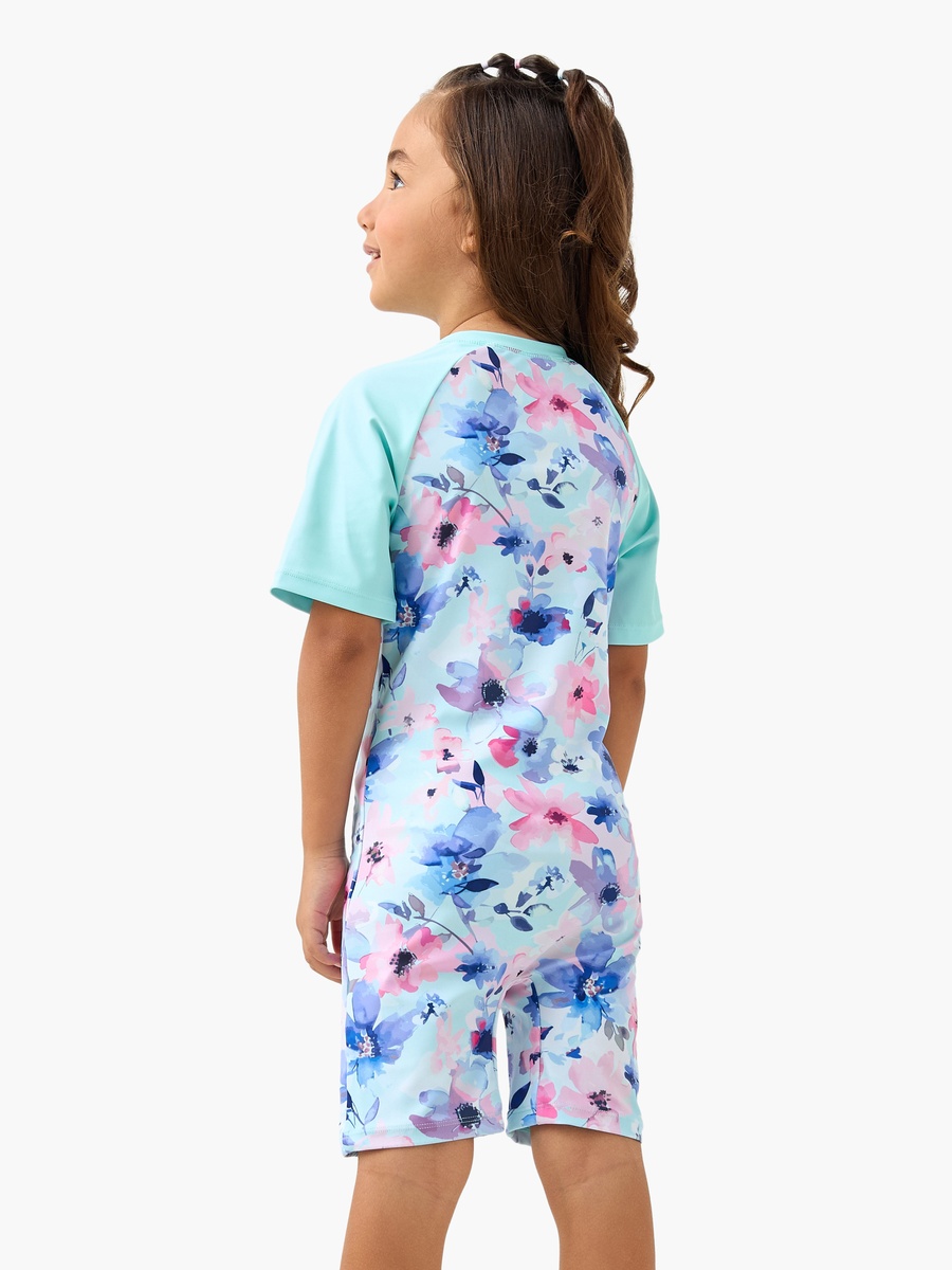 Floral Print Swimsuit with Zip Closure
