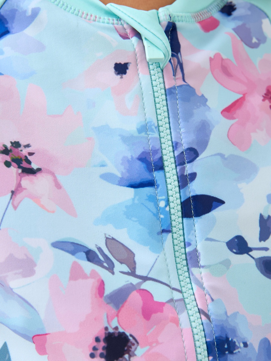 Floral Print Swimsuit with Zip Closure