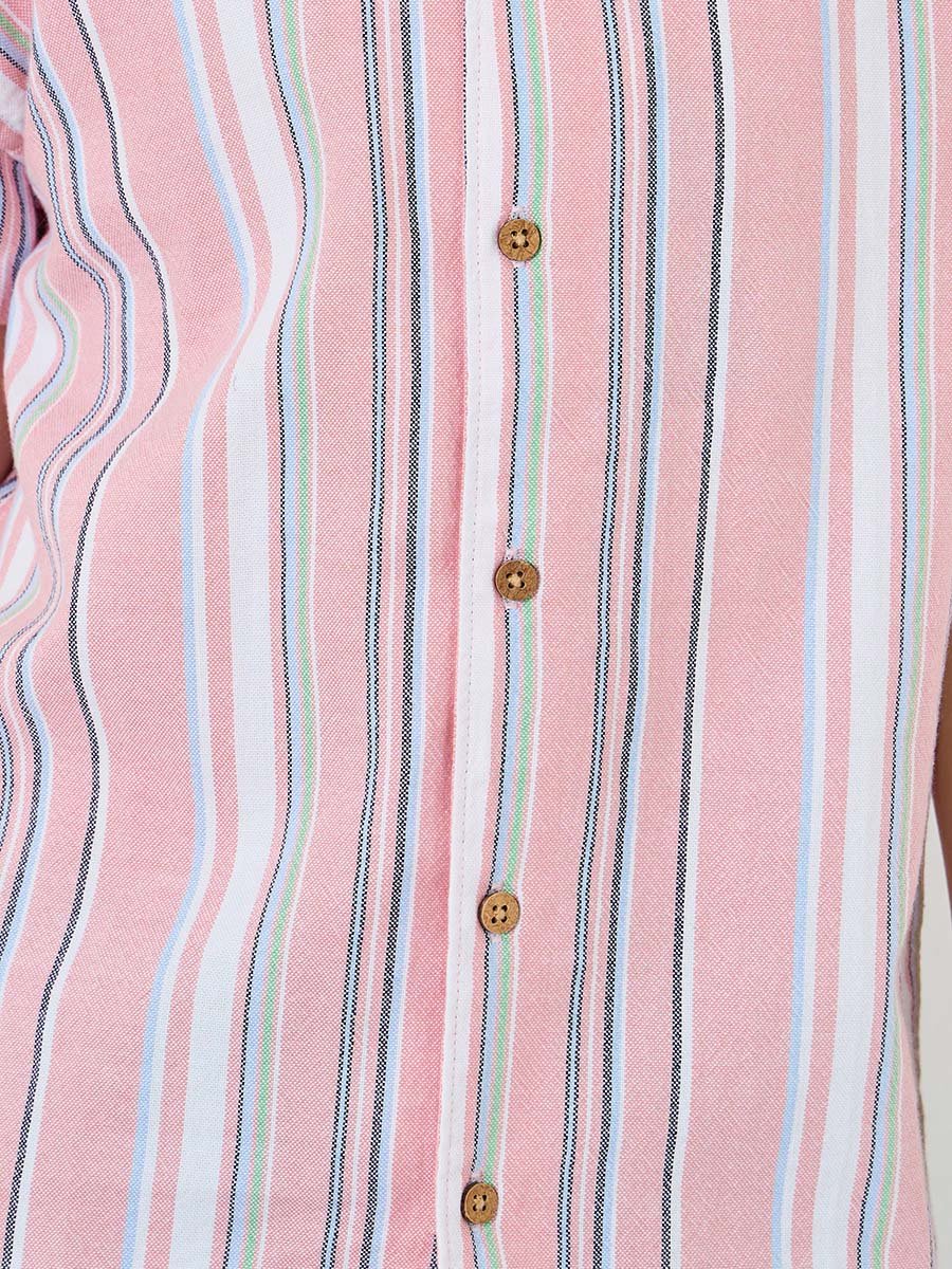 Boys Peach Striped Resort Shirt