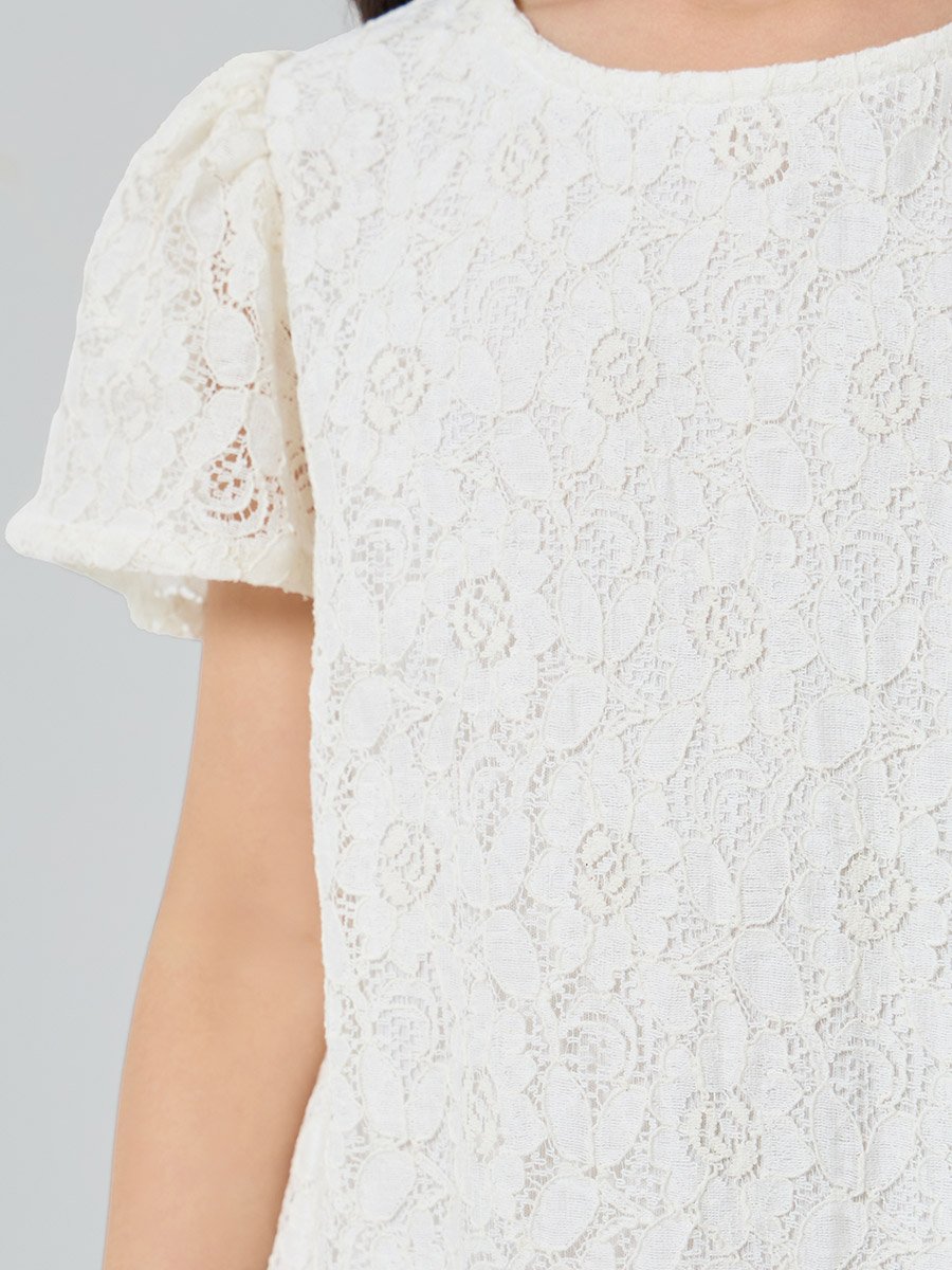Girls Lace Insert A-Line Dress