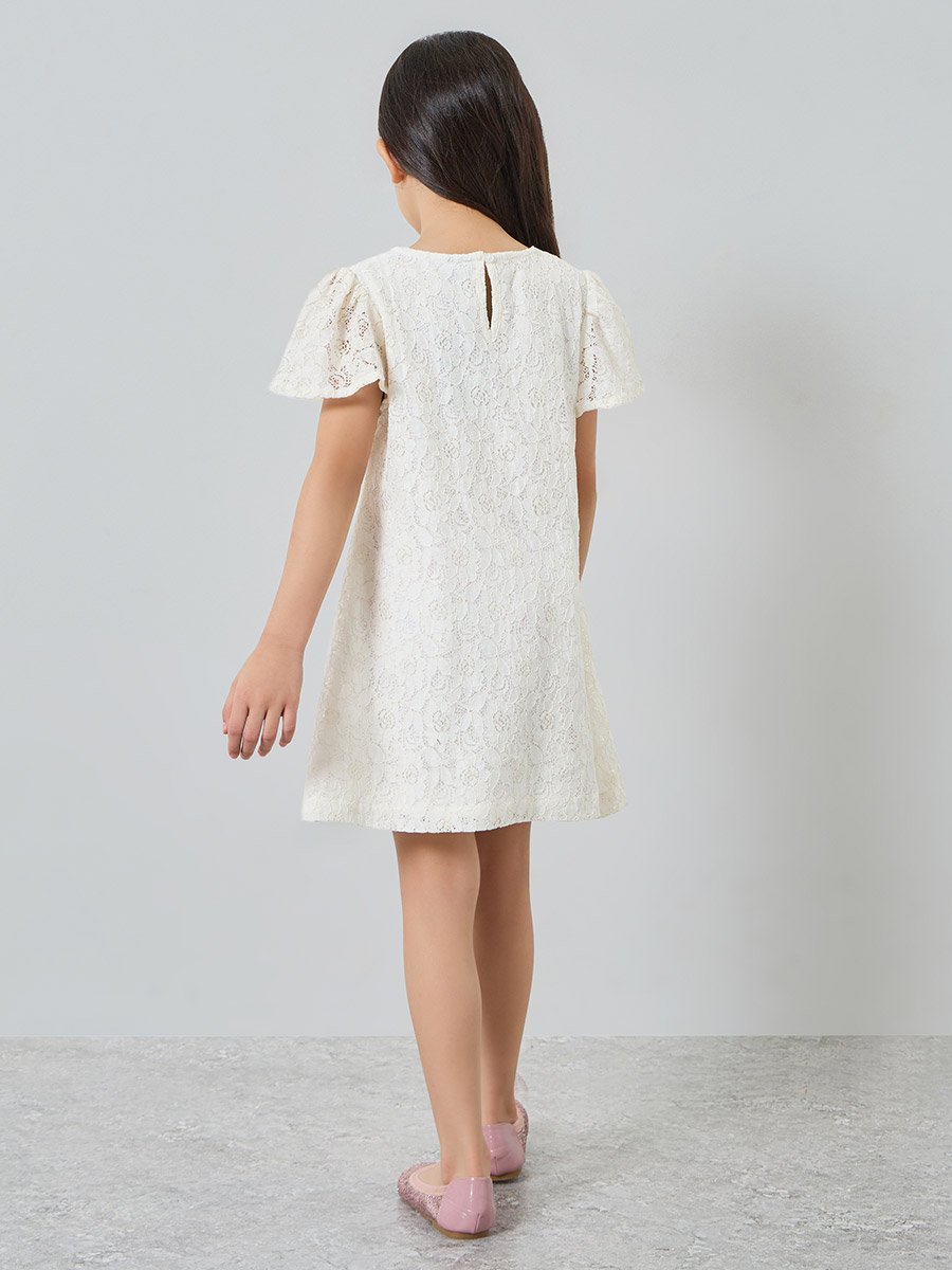 Girls Lace Insert A-Line Dress