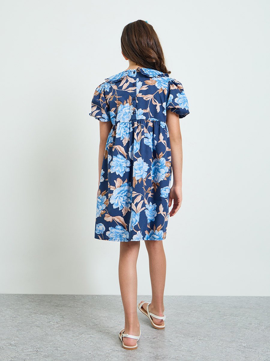 Teen Girls Floral Dress with Peter Pan Collar