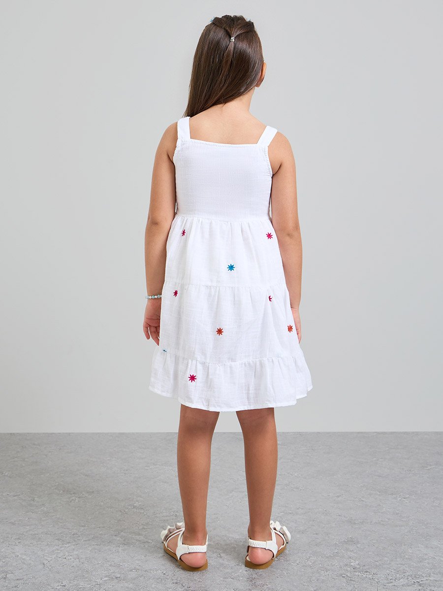 Girls Embroidered Tiered Dress