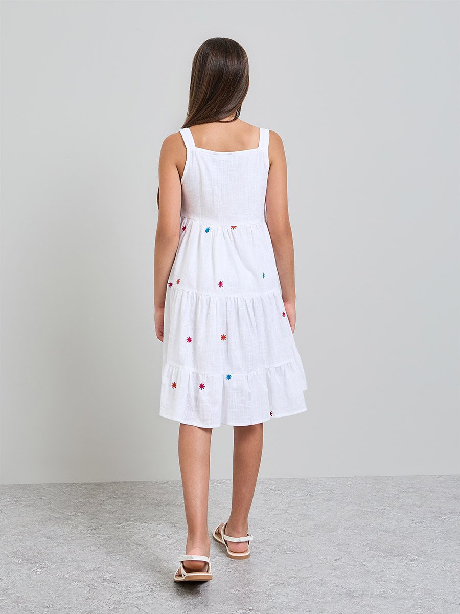 Teen Girls Embroidered Tiered Dress