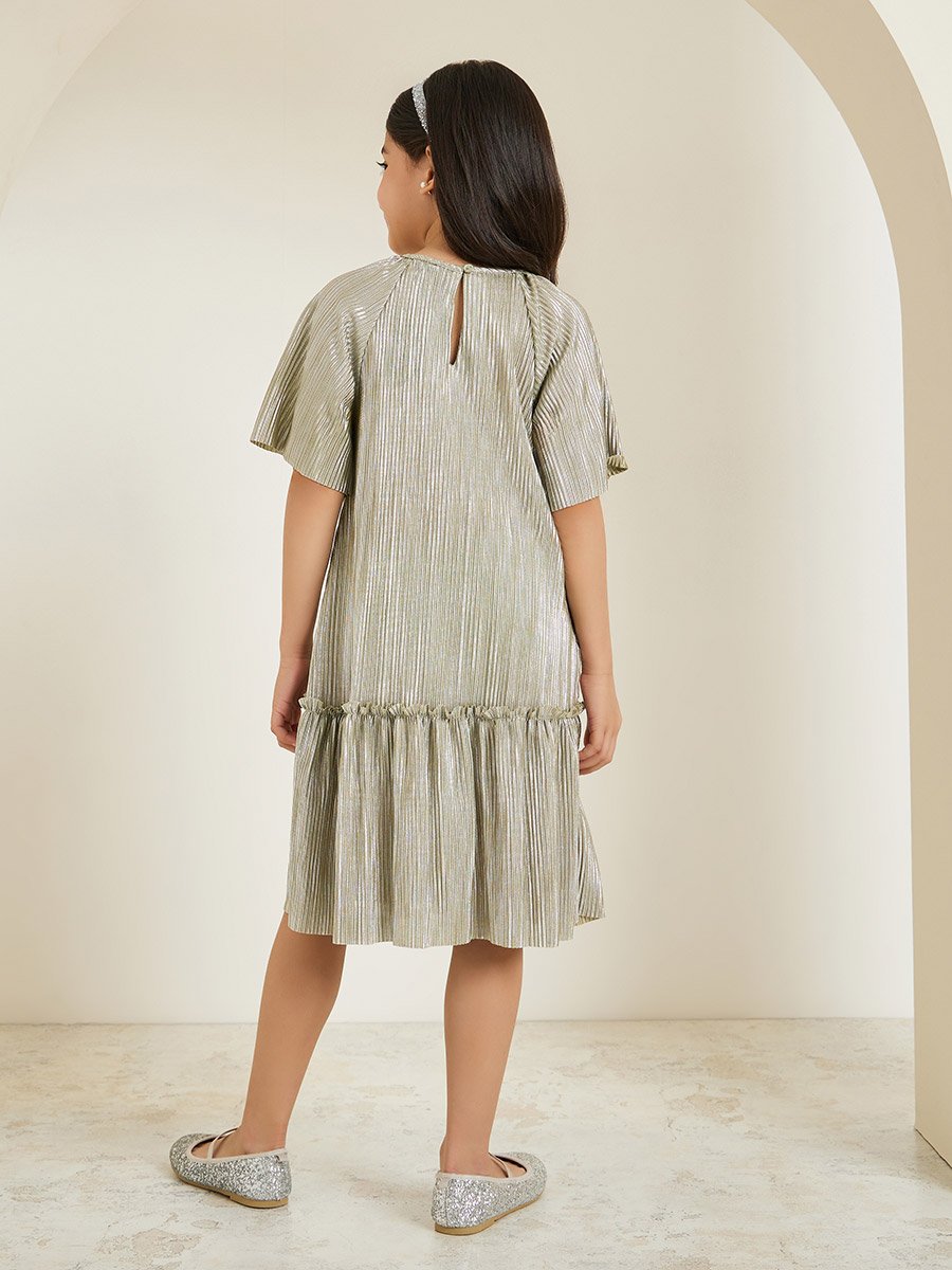 Girls Drop Waist Plisse Dress