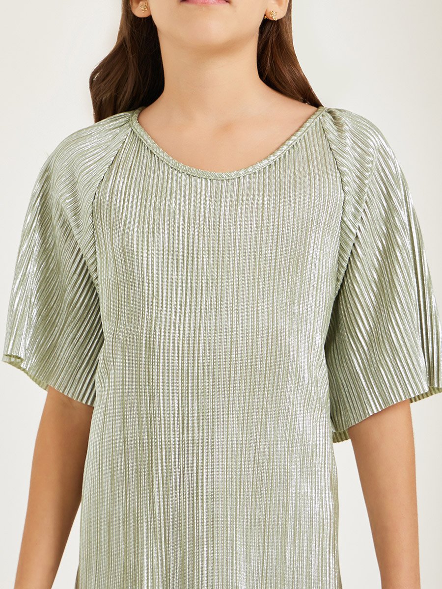 Teen Girls Drop Waist Plisse Dress