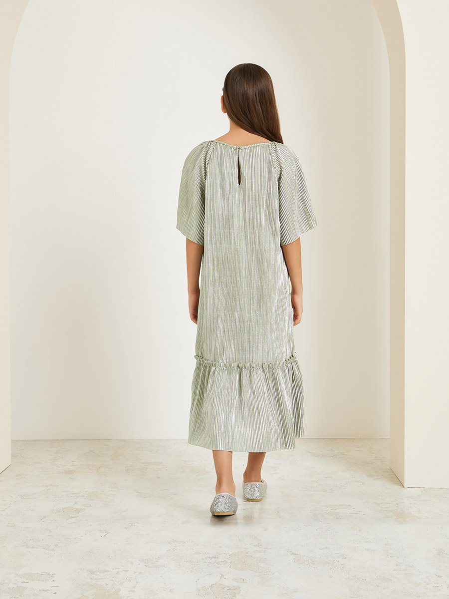 Teen Girls Drop Waist Plisse Dress