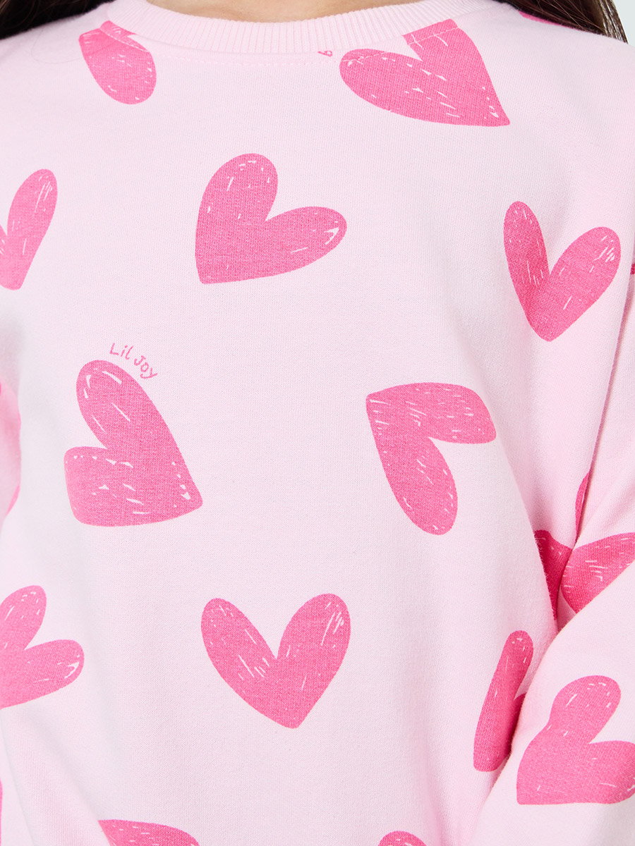 Girls Pink Graphic Print Cotton Sweatshirt