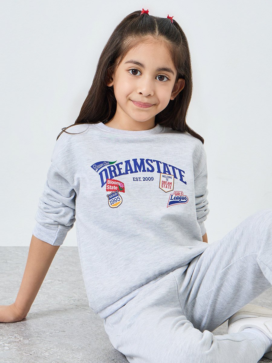 Girls Grey Dreamstat Graphic Cotton Sweatshirt