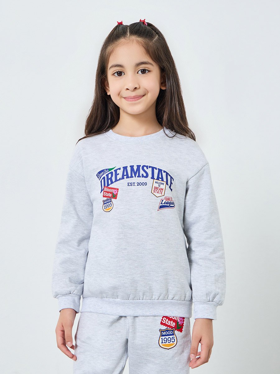 Girls Grey Dreamstat Graphic Cotton Sweatshirt