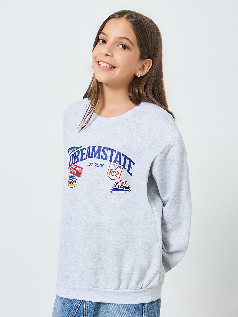 Teens Grey Dreamstat Graphic Cotton Sweatshirt