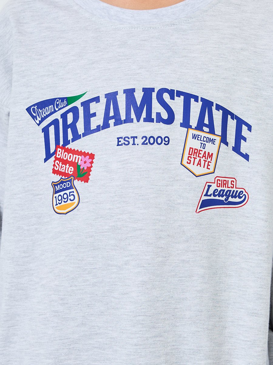 Teens Grey Dreamstat Graphic Cotton Sweatshirt
