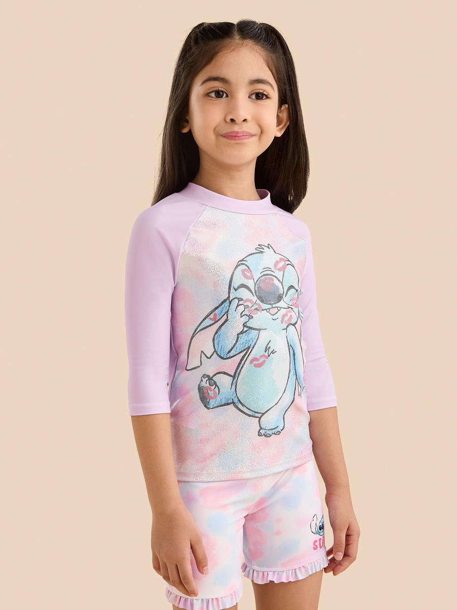 Stitch Print Rashguard and Shorts Set