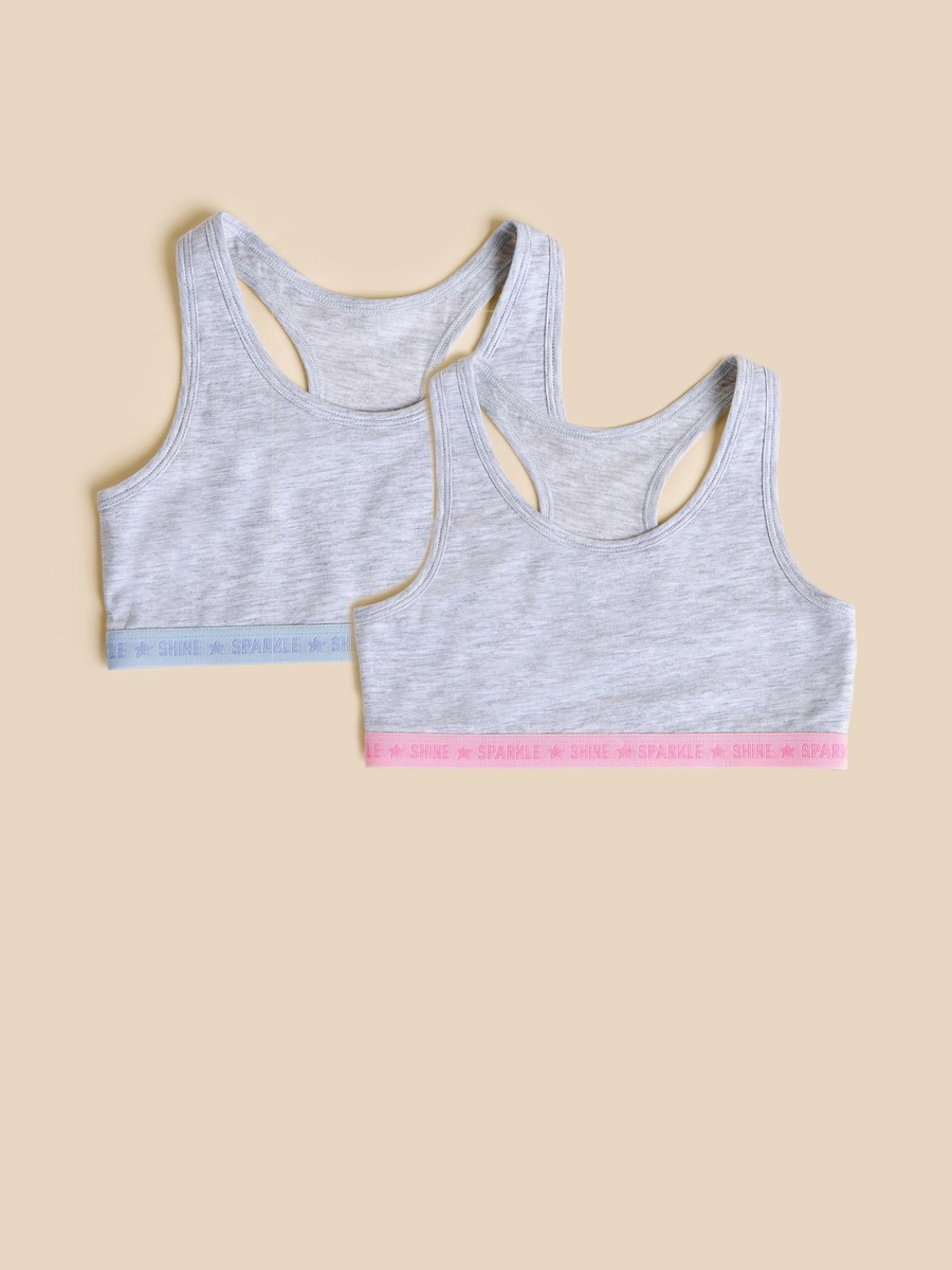 Pack of 2 - Contrast Non Padded Racer Back Bra