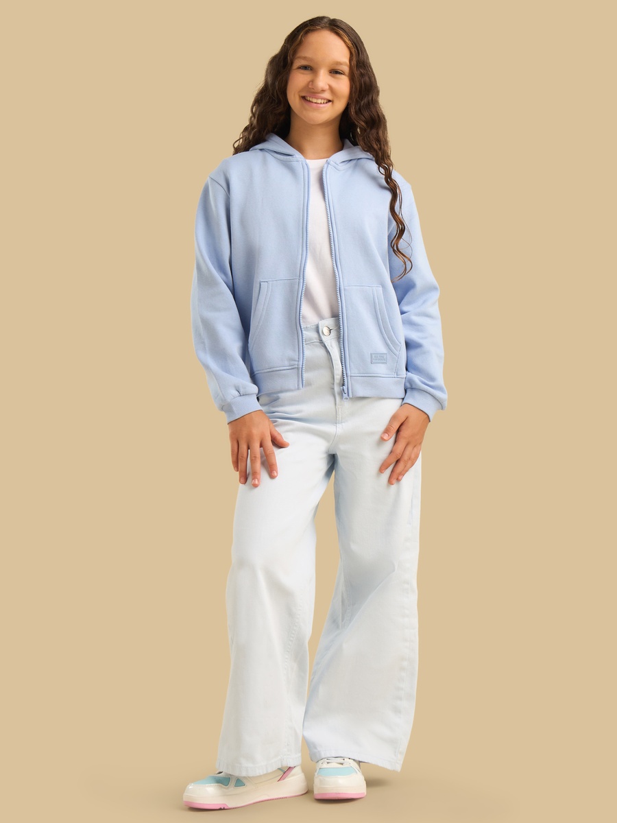Plain Zip Through Hoodie
