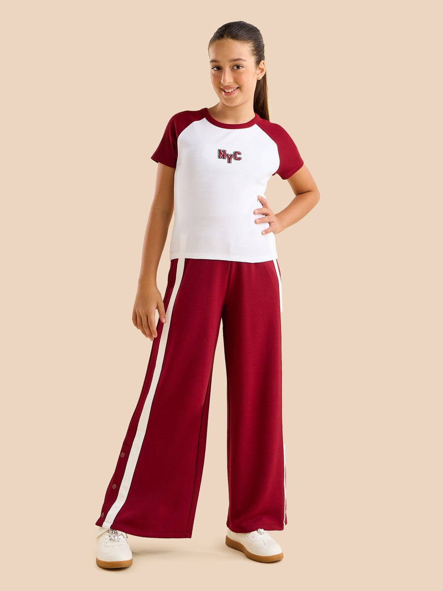 NYC Embroidered T-Shirt with Raglan Sleeves