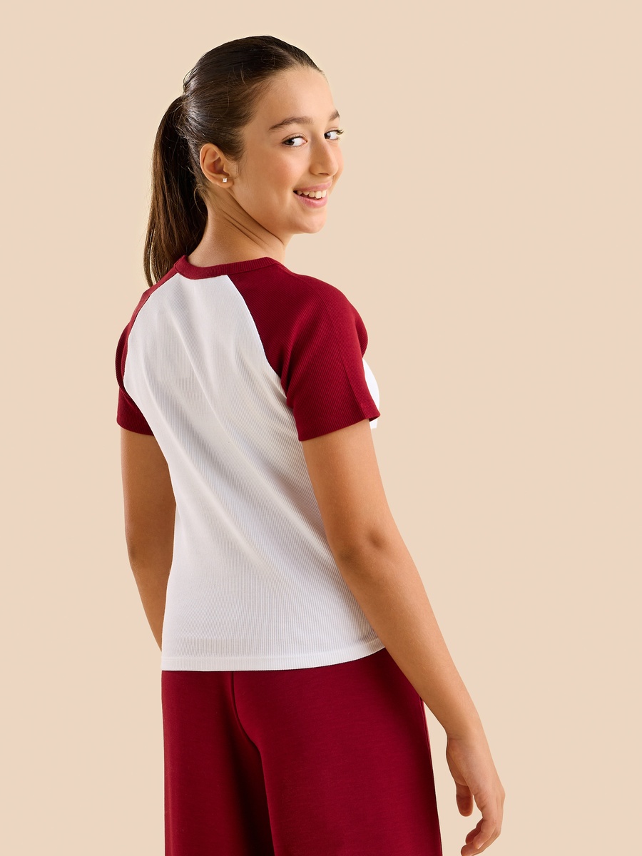 NYC Embroidered T-Shirt with Raglan Sleeves