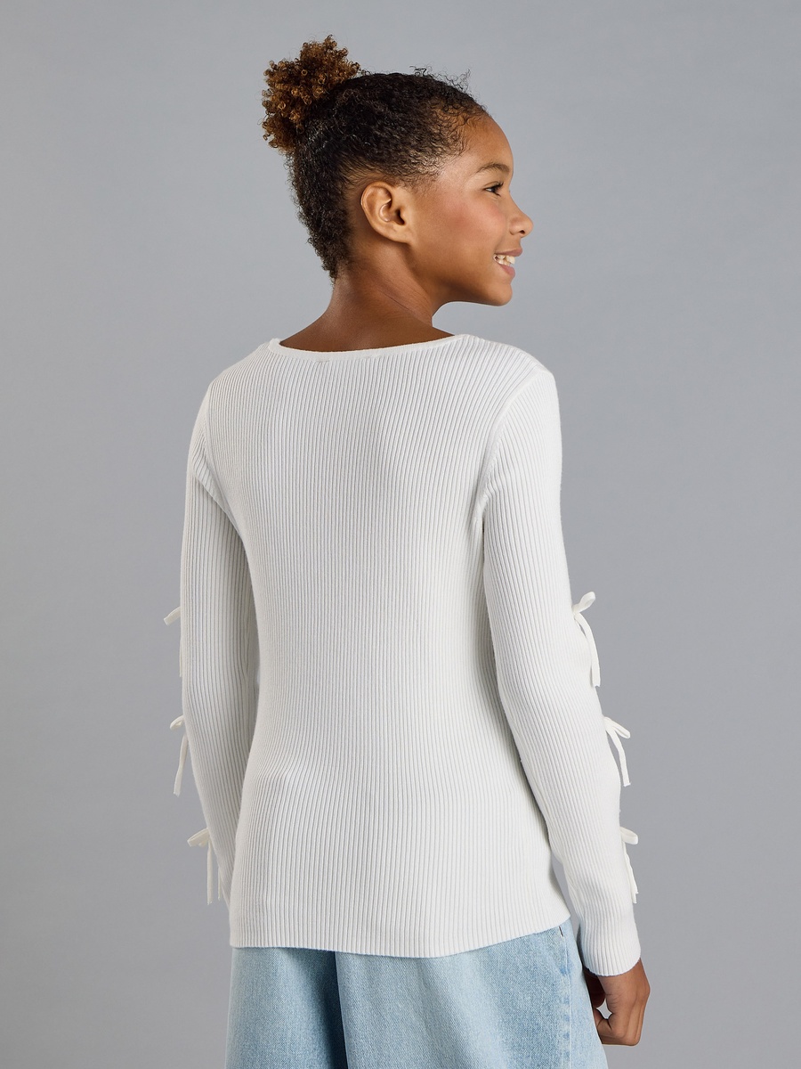Ribbed Bow Accent T-Shirt