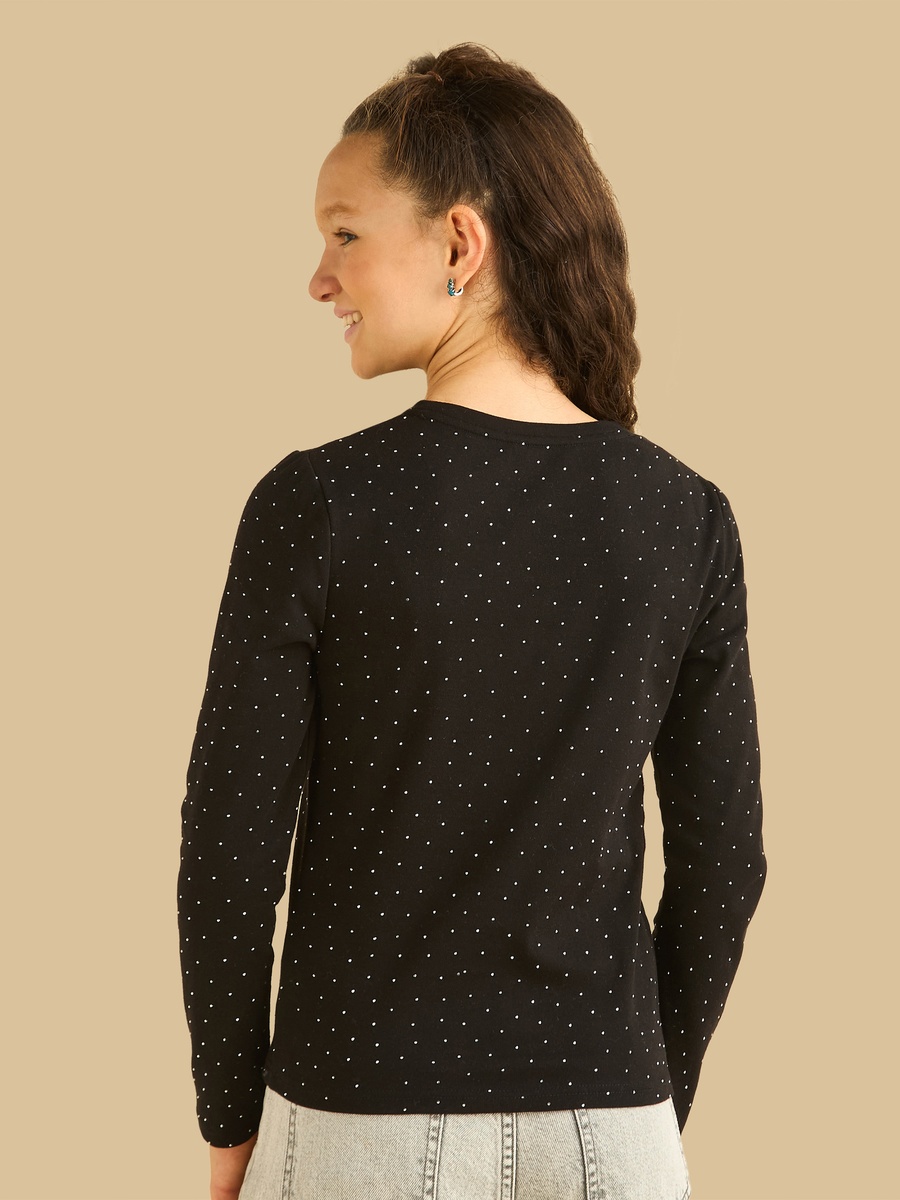 Embellished Ribbed Long Sleeves Top