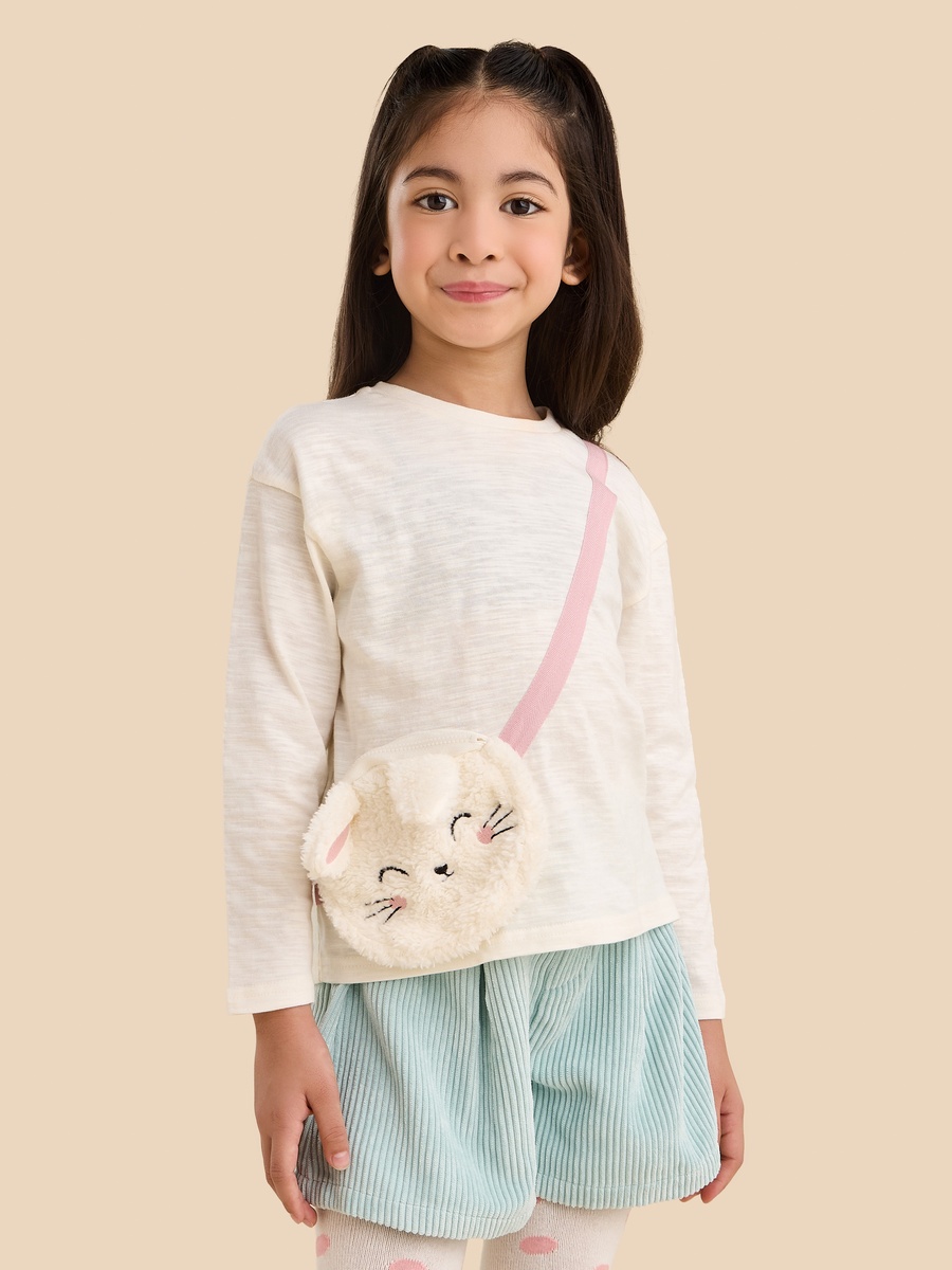 Bag Applique Cotton T-Shirt with Shorts and Printed Tights