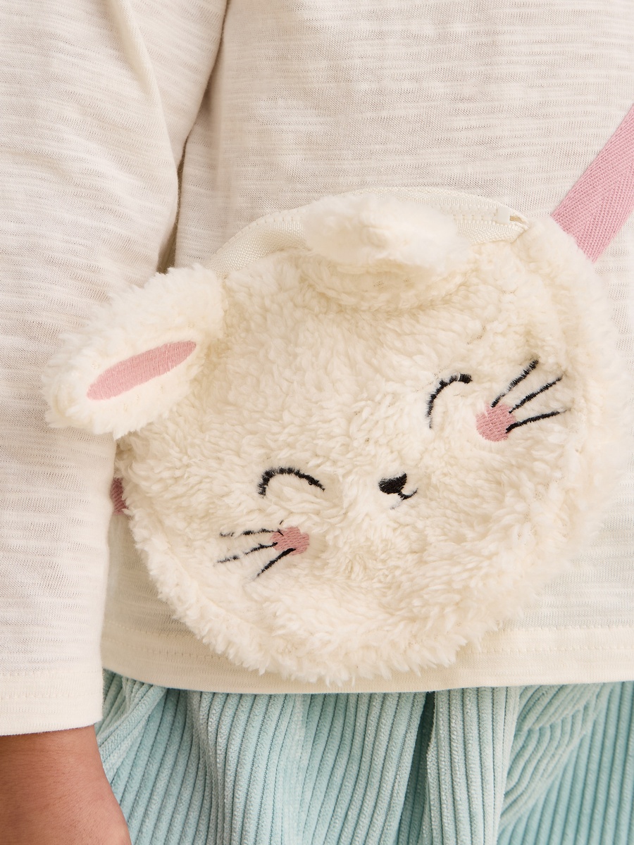 Bag Applique Cotton T-Shirt with Shorts and Printed Tights