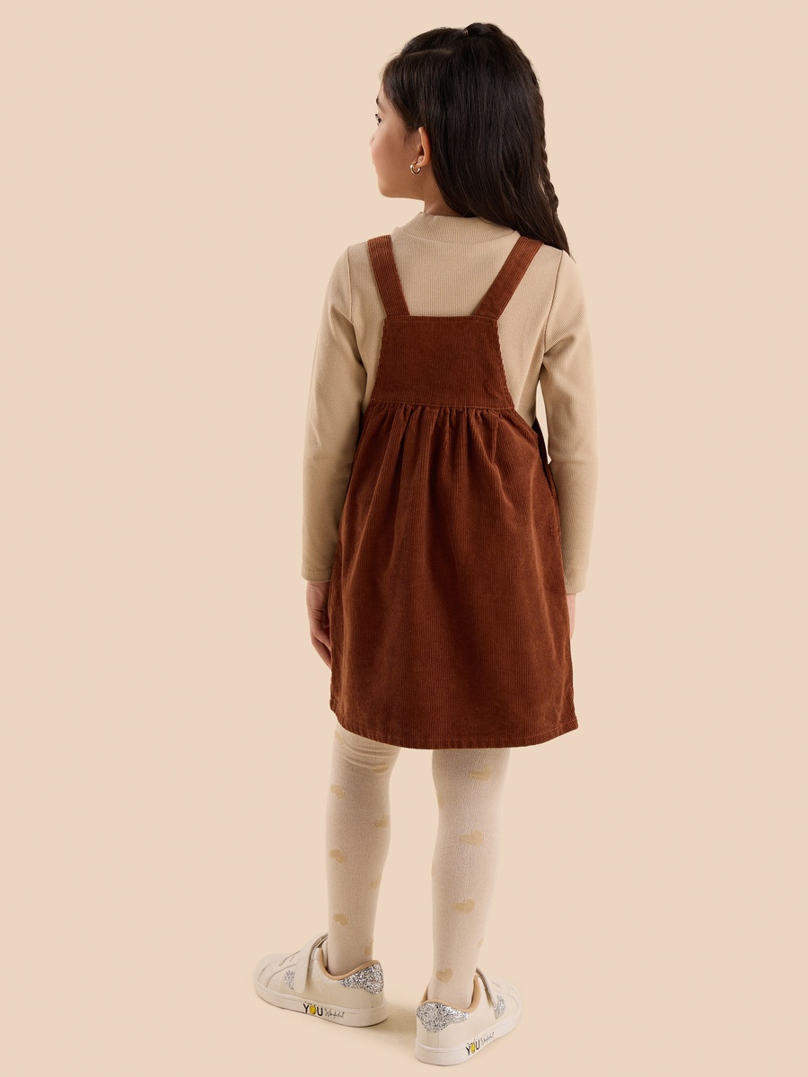 Embroidered Corduroy Pinafore and T-Shirt Set